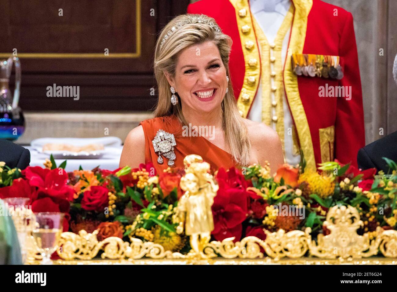 Queen Maxima during the State Banquet at the Royal Palace in Amsterdam ...
