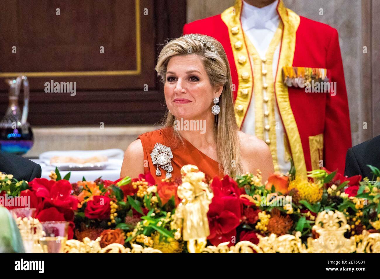 Queen Maxima during the State Banquet at the Royal Palace in Amsterdam ...