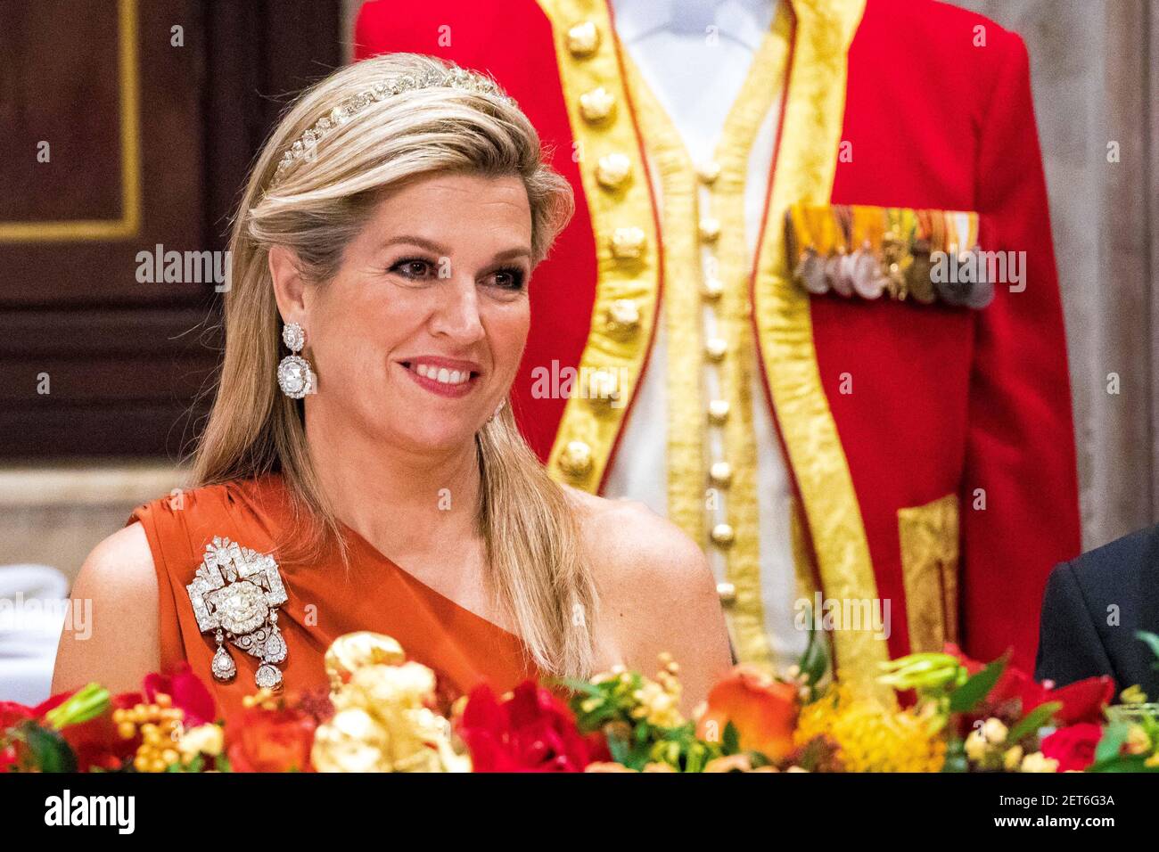 Queen Maxima during the State Banquet at the Royal Palace in Amsterdam ...