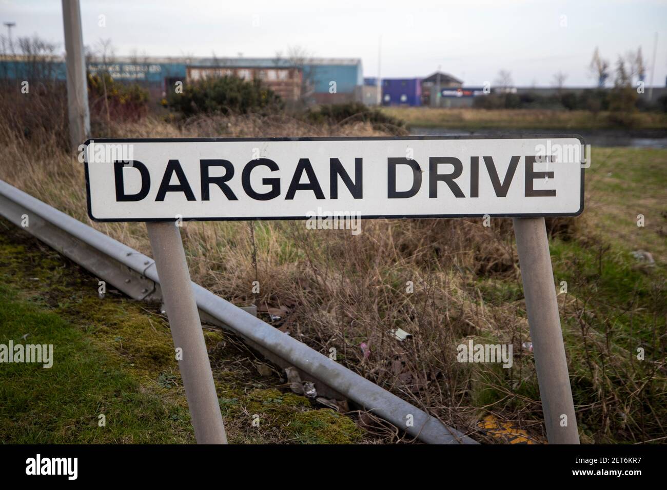 Street sign for Dargan Drive at Belfast Harbour Port, where Stormont's