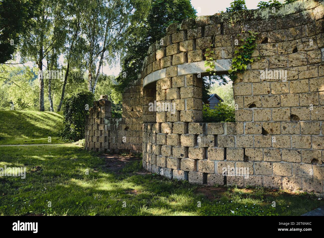 Brick walls in Enzauenpark Pforzheim, Germany Stock Photo