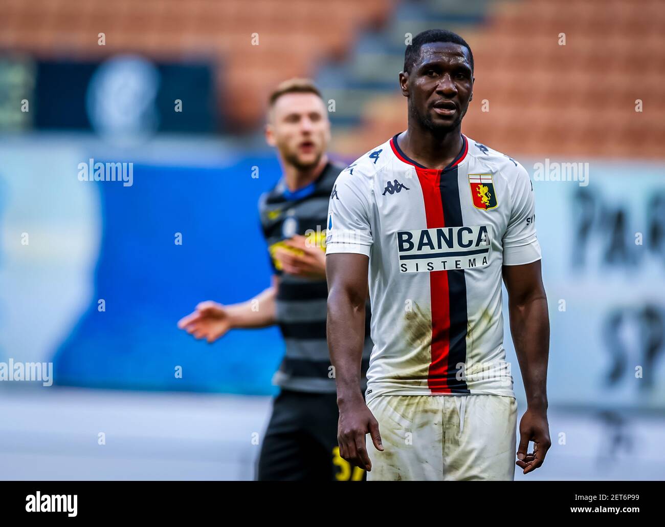 Cristian Zapata of Genoa CFC reacts during the Italian championship Serie A football match between FC Internazionale and Genoa CFC on February 28, 2021 at Giuseppe Meazza stadium in Milan, Italy - Photo Fabrizio Carabelli / Fabrizio Carabelli Images / DPPI Stock Photo
