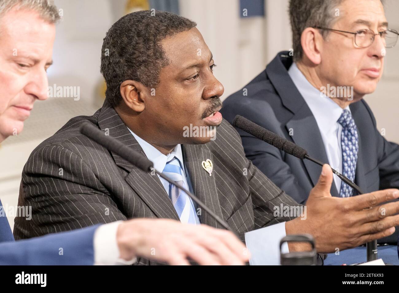 Teamsters Union Local 237 President Greg Floyd is seen during a press