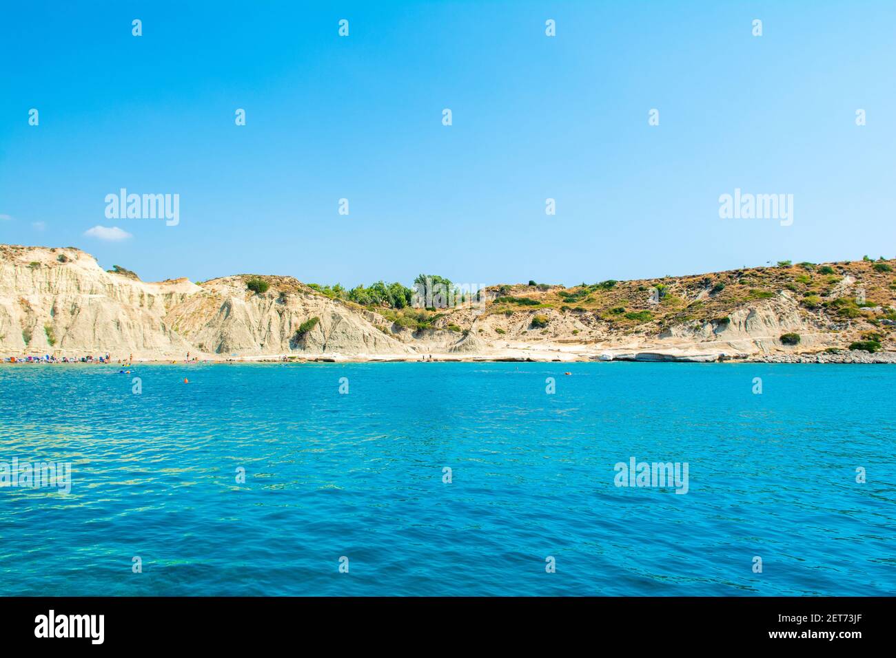 Seafront landscape of  Kolymbia beach, Rhodes, Greece Stock Photo