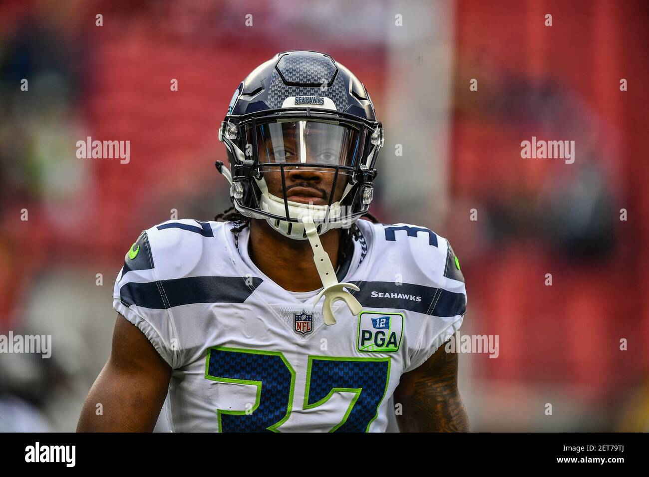 Seattle Seahawks cornerback Tre Brown (22) walks on the field