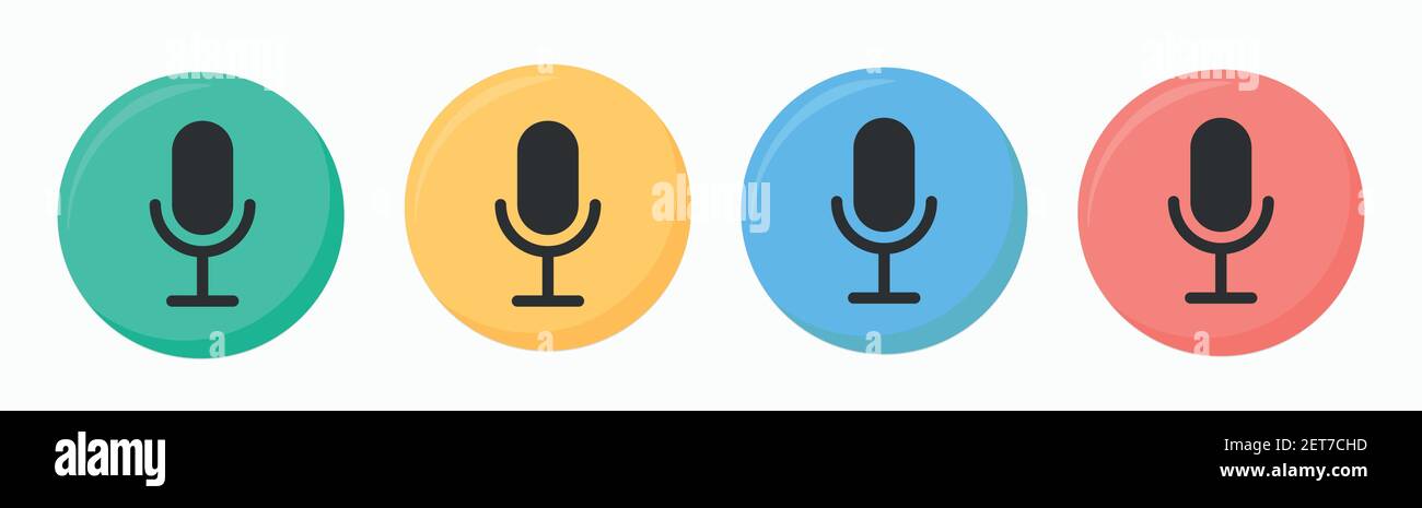 Microphone vector icon set isolated on white background. podcast icon vector. Voice vector icon, Record. Stock Vector