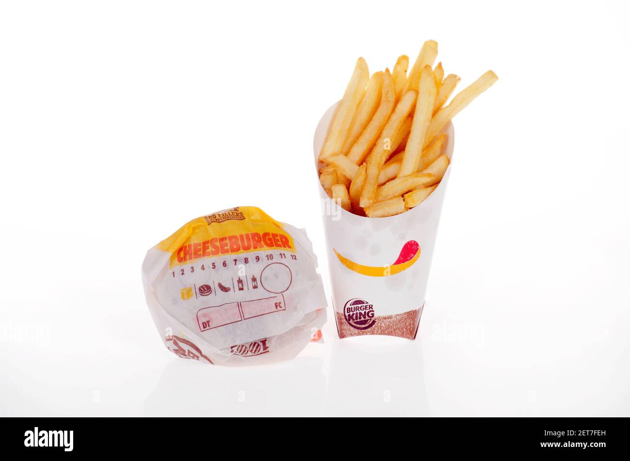 Burger King Cheeseburger and large french fries Stock Photo Alamy