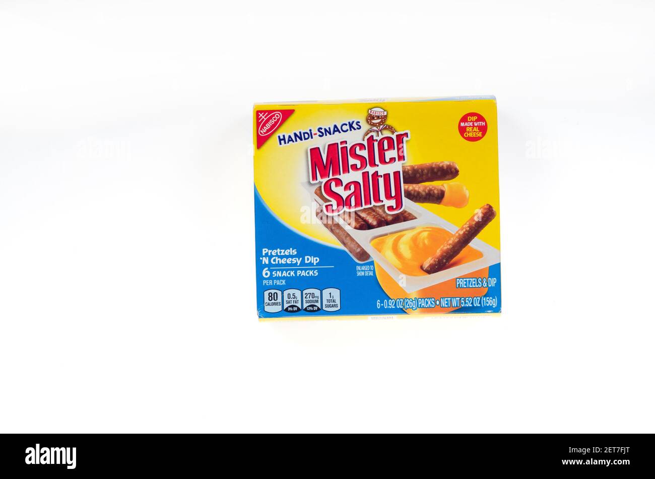 Mister Salty Pretzels & Cheese Handi Snacks Snack Packs Box by Nabisco Stock Photo
