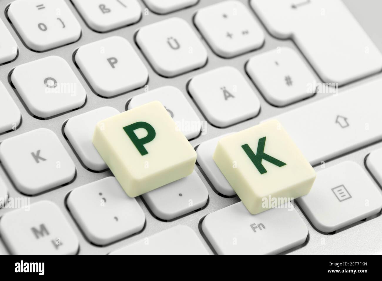 German PK letters and PC keyboard closeup Stock Photo - Alamy