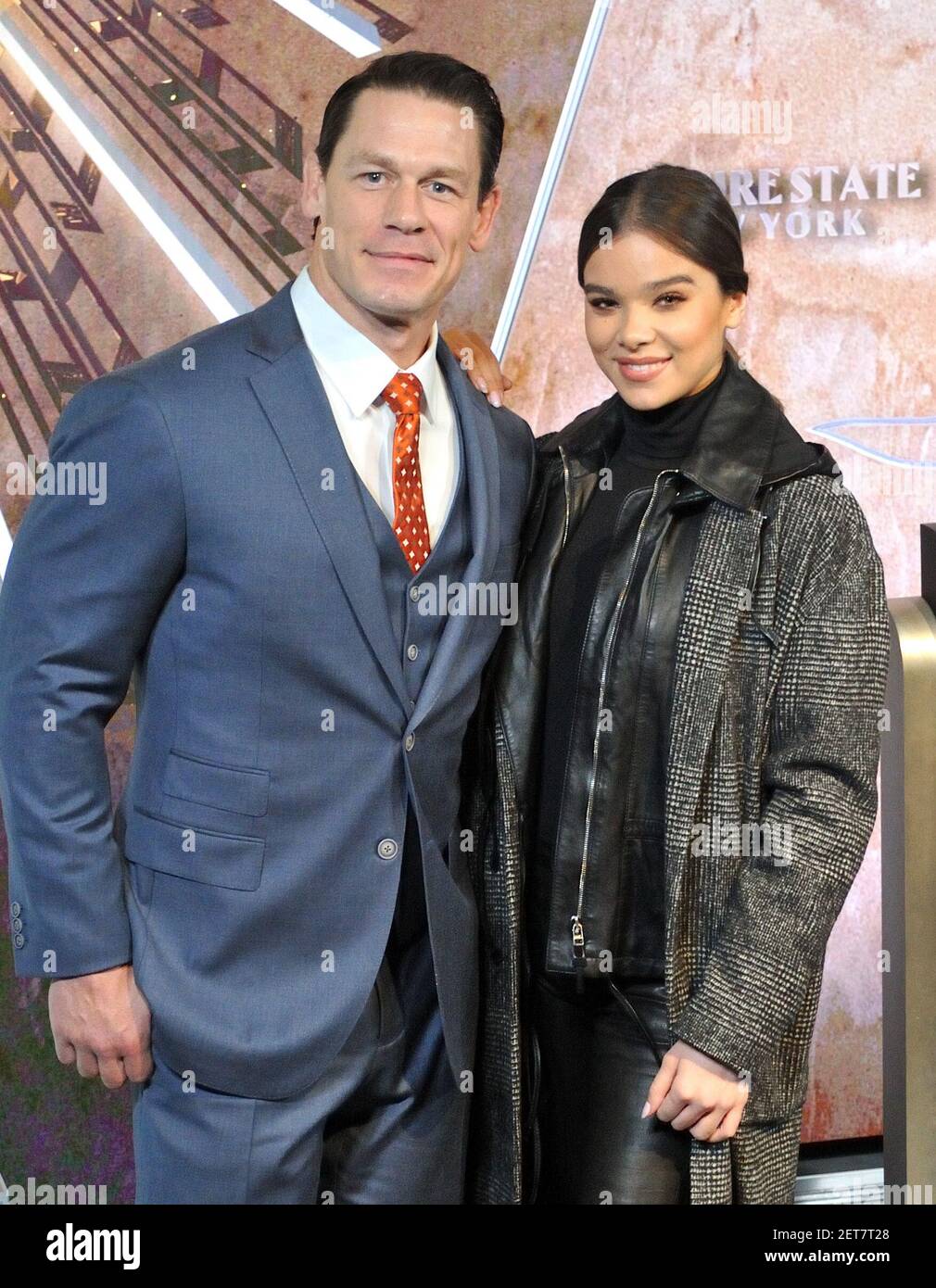 L-R: Actors John Cena and Hailee Steinfeld at the lighting ceremony in