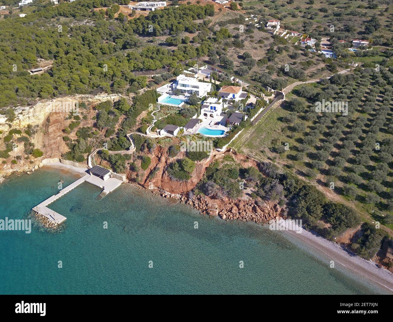 Greek holiday villa of aprox 4.5 million euro of Dutch King  Willem-Alexander and Queen Maxima in Kranidi, Doroufi at the gulf of  Argolis in Greece on December 21, 2018. The villa is