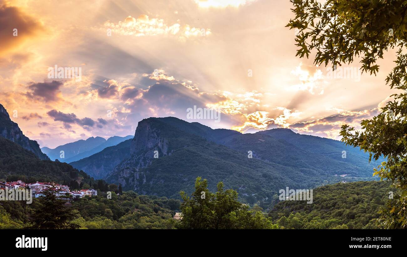 Mount Olympus in Greece in a summer evening Stock Photo - Alamy