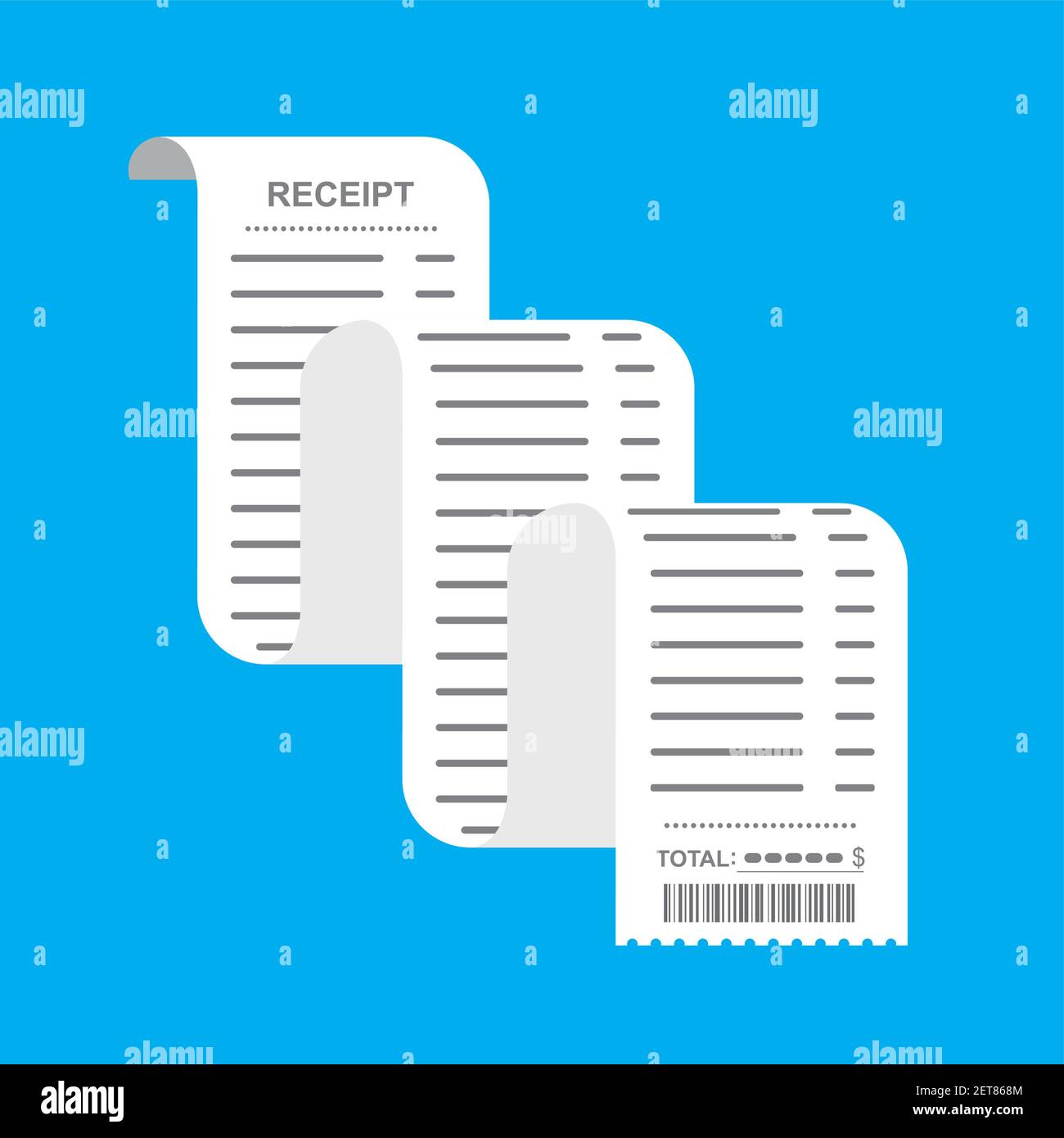 Receipt bill, long paper invoice,design template,flat vector