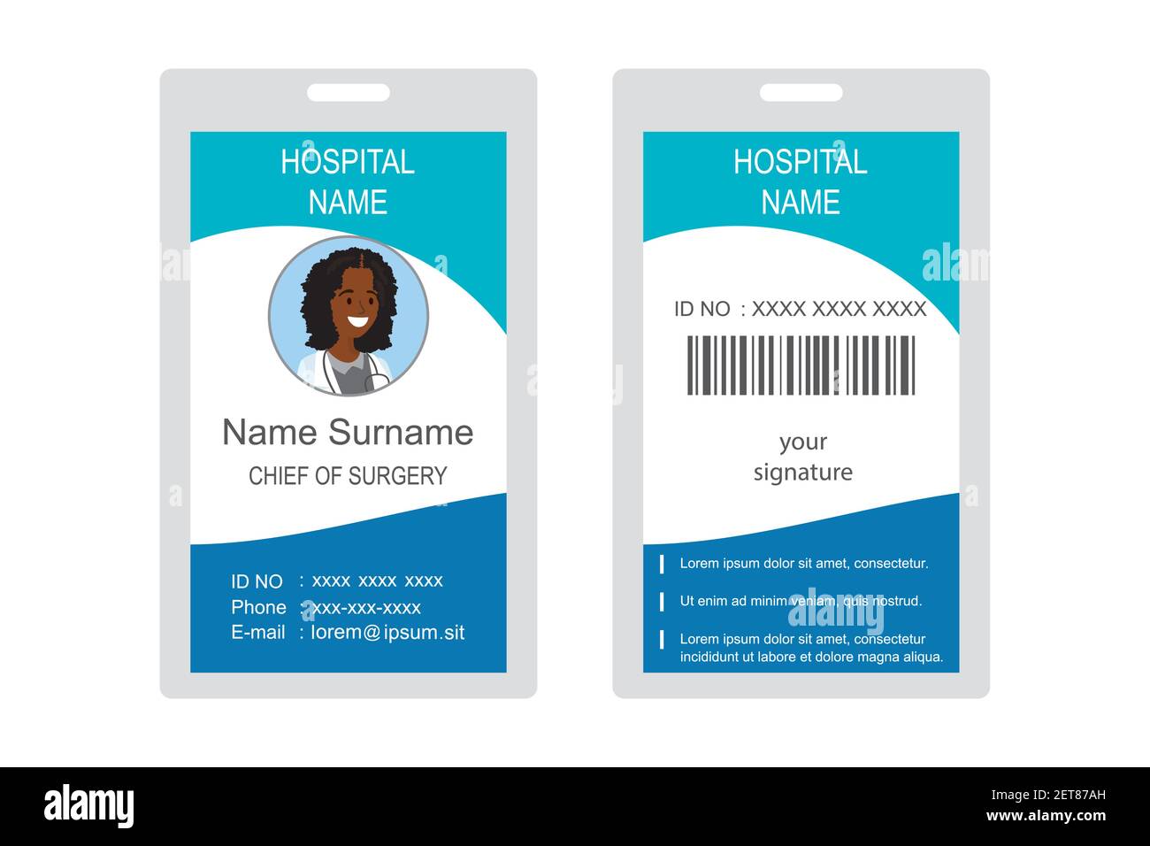 Plastic and Laminated Medical Badge or id card, front and back With Regard To Hospital Id Card Template