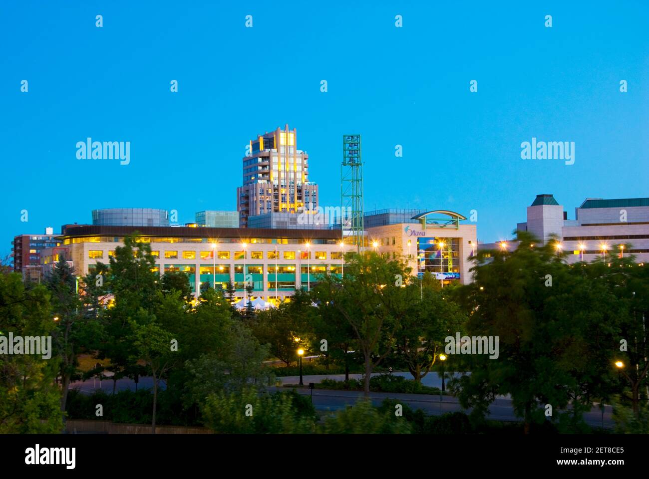 Skyline at Night, Ottawa, Ontario, Canada Stock Photo