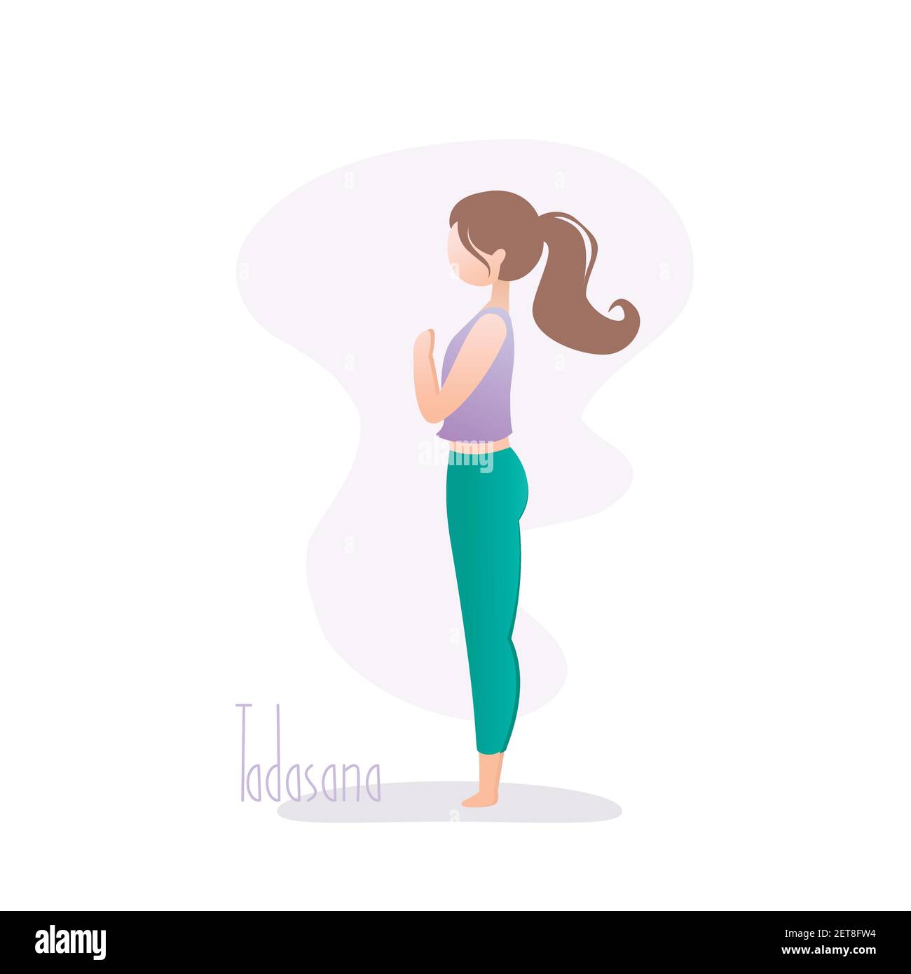 Girl standing in yoga pose,Mountain pose or Tadasana asana in hatha yoga,vector  illustration in trendy style Stock Vector Image & Art - Alamy