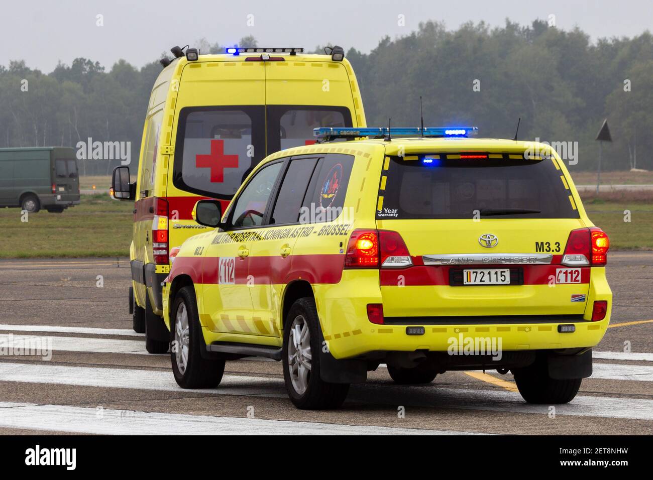 Belgian military ambulance at Kleine-Brogel Air Base. Belgium - September 13, 2014 Stock Photo