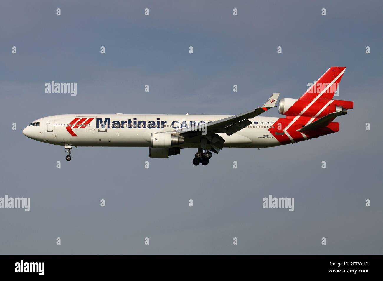 Dutch Martinair Cargo McDonnell Douglas MD-11F with registration PH-MCT on short final for Amsterdam Airport Schiphol. Stock Photo
