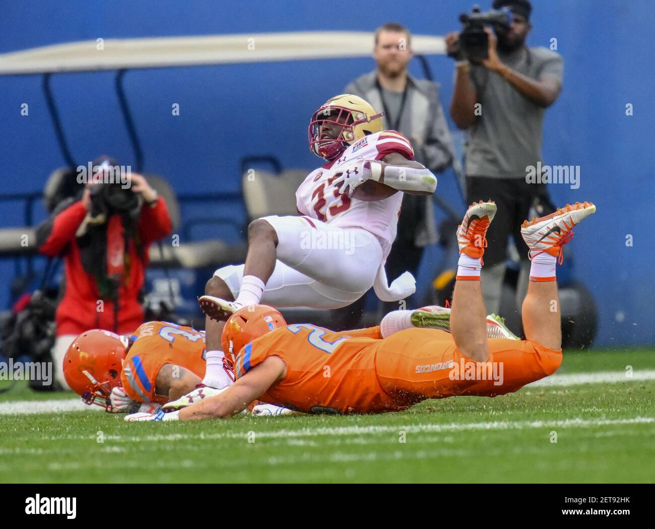 December 26, 2018 Dallas, TX...Boston College running back, Travis Levy (23), in action at the NCAA football First Responders Bowl game between the Boise State Broncos and the Boston College Eagles at the Cotton Bowl in Dallas, TX. (Absolute Complete Photographer & Company Credit: Joe Calomeni / MarinMedia.org / Cal Sport Media/Sipa USA)(Credit Image: &copy; Joe Calomeni / Marinmedia.Org //CSM/Sipa USA) Stock Photo