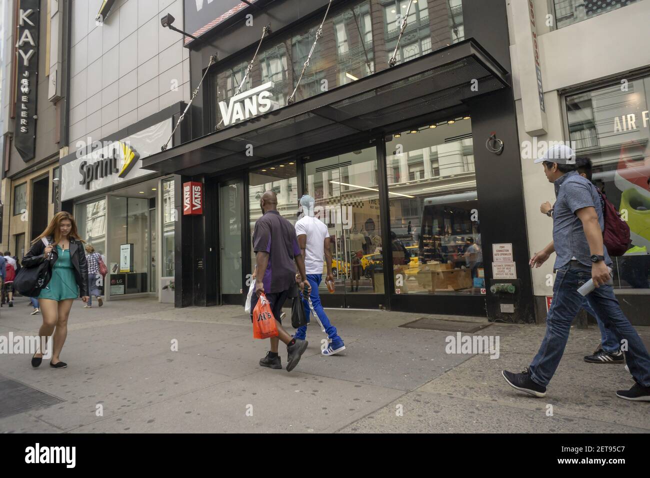 A Vans footwear store in Herald Square in New York on Friday, May 4, 2018.  VF Corp, owner of iconic brands Vans, North Face, Timberland, the closing  Henri Bendel and a multitude