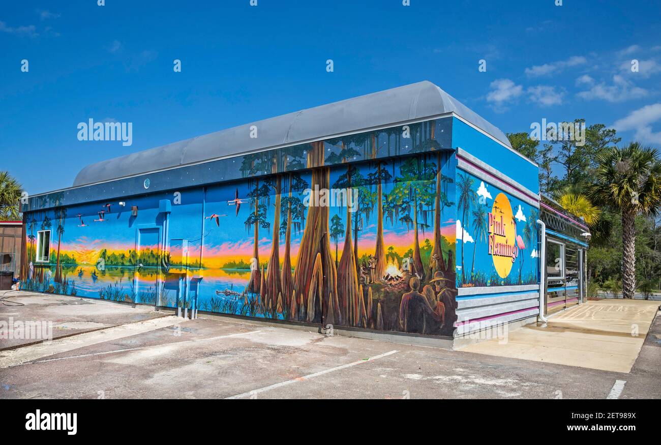 Pink Flamingo Diner in High Springs, Florida, with spectacular exterior