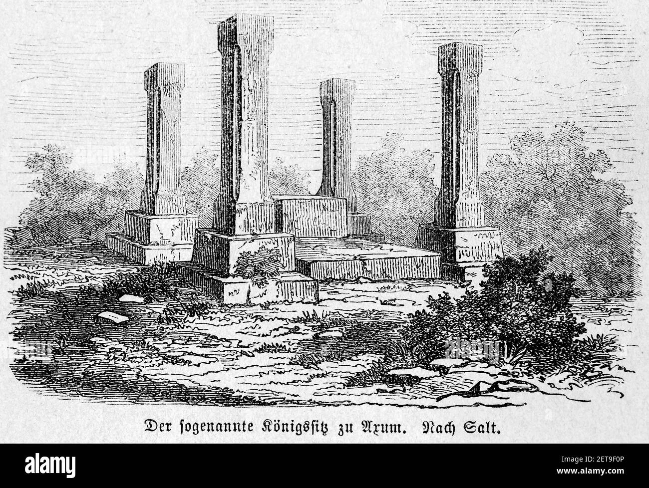 The King´s seat or throne in Axum, Abyssina, Ethiopia, East Africa, Dr. Richard Andree, Abessinien, Land und Volk, Leipzig 1869 Stock Photo