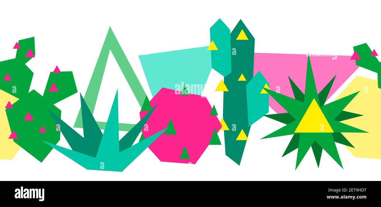 Seamless pattern with cacti and succulents. Stock Vector
