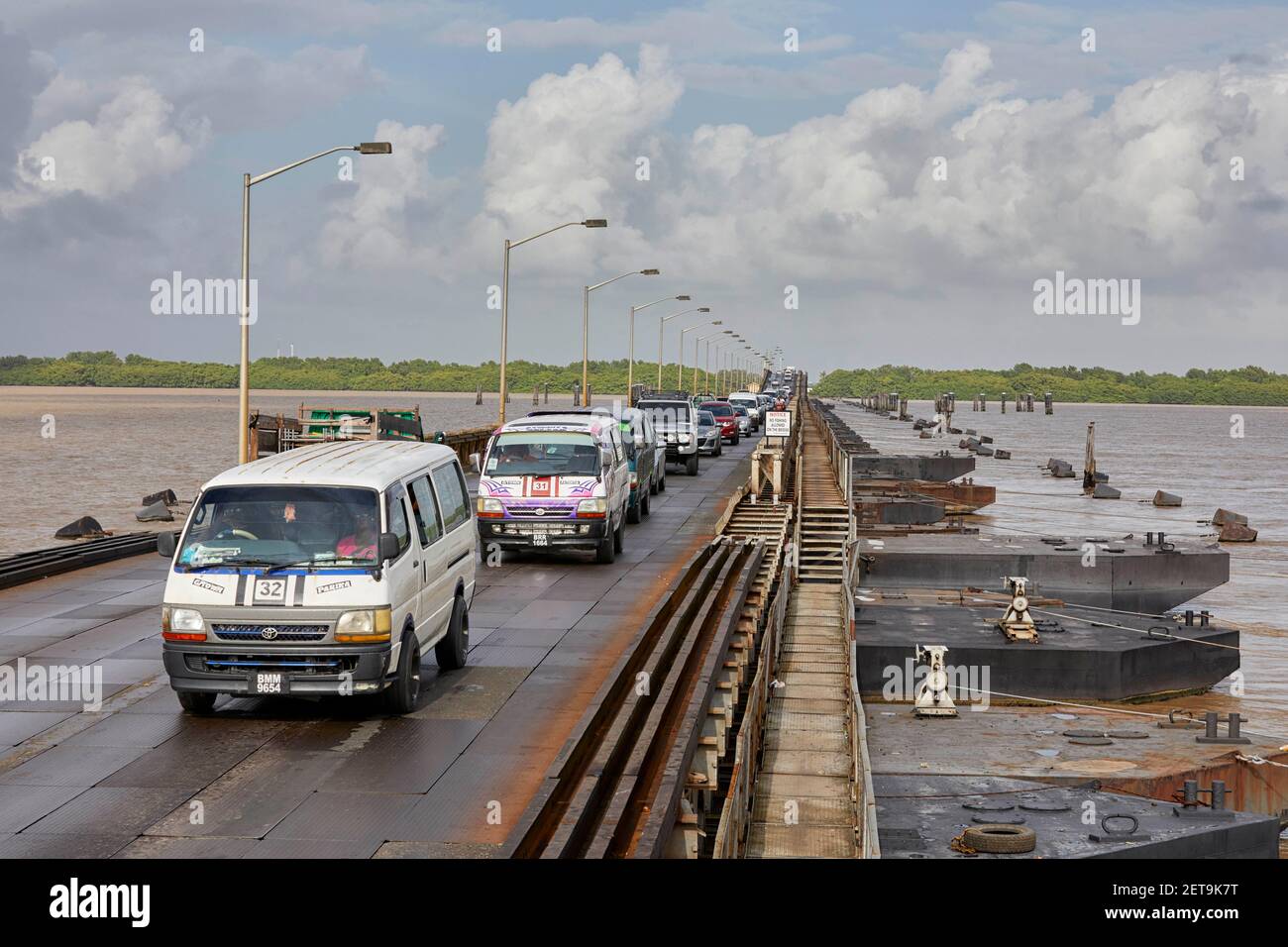 Demerara Harbour Bridge, pontoon bridge in Guyana South