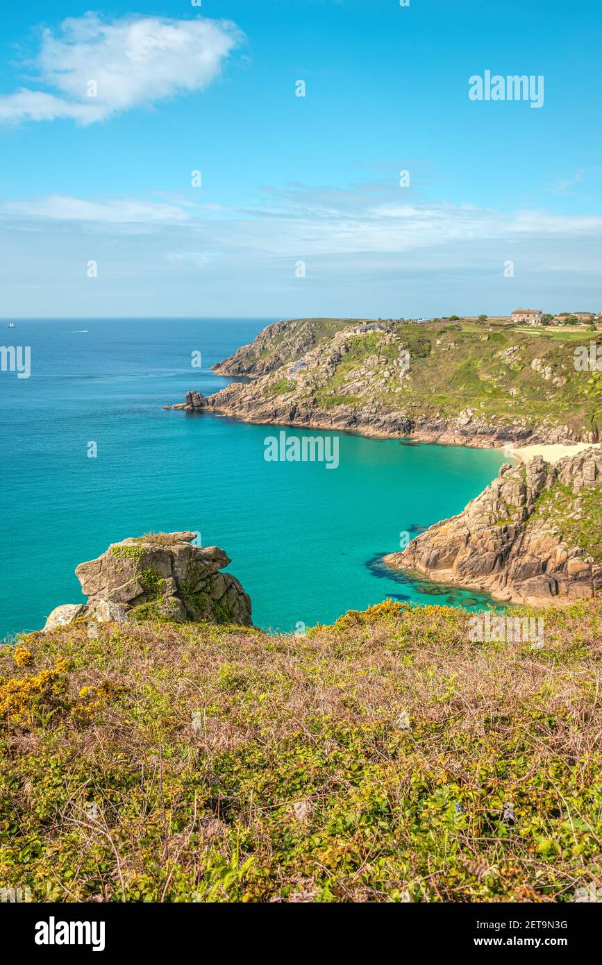 Coastline near Porthcurno, Cornwall, England, UK Stock Photo