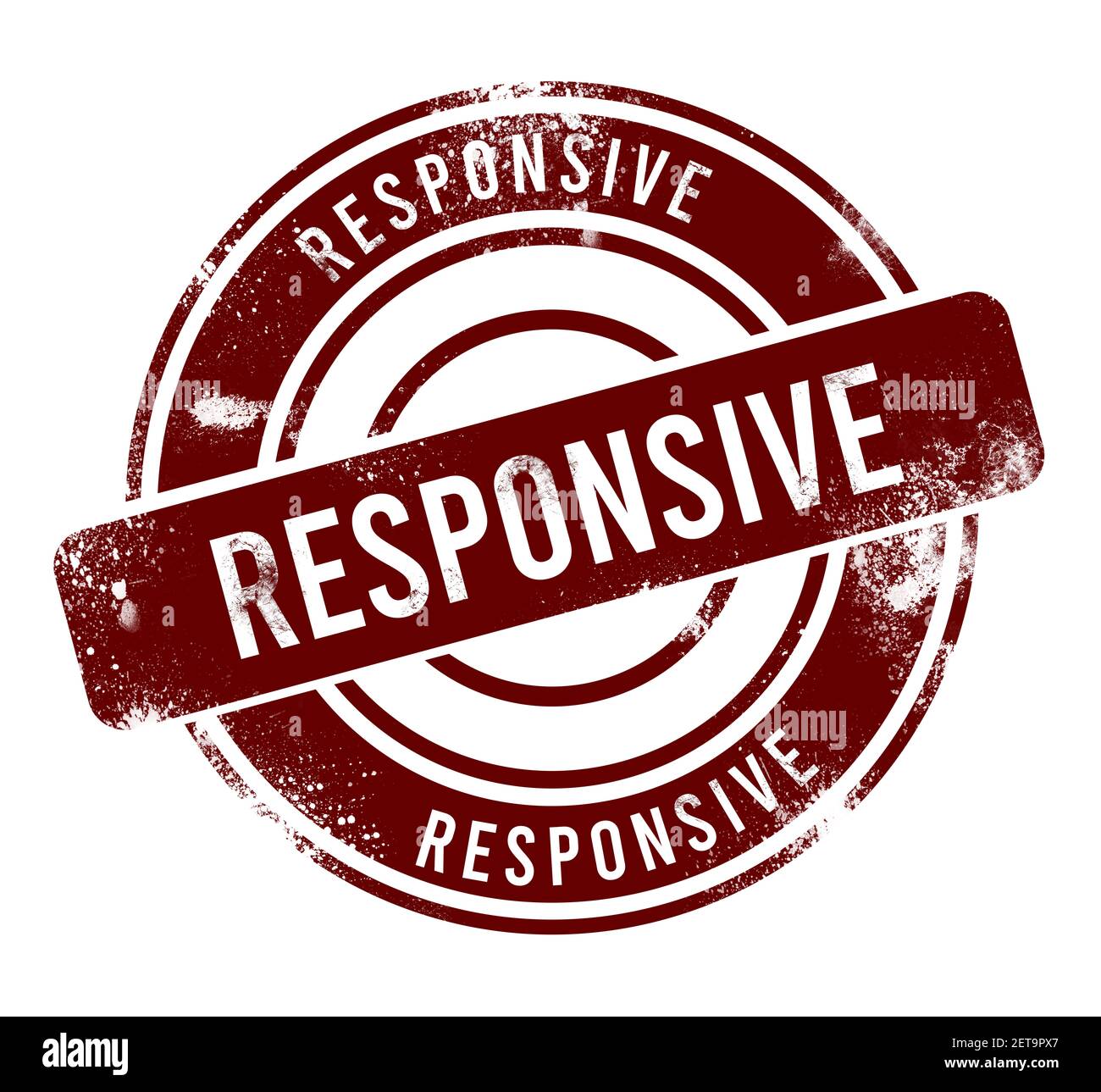 Responsive - red round grunge button, stamp Stock Photo