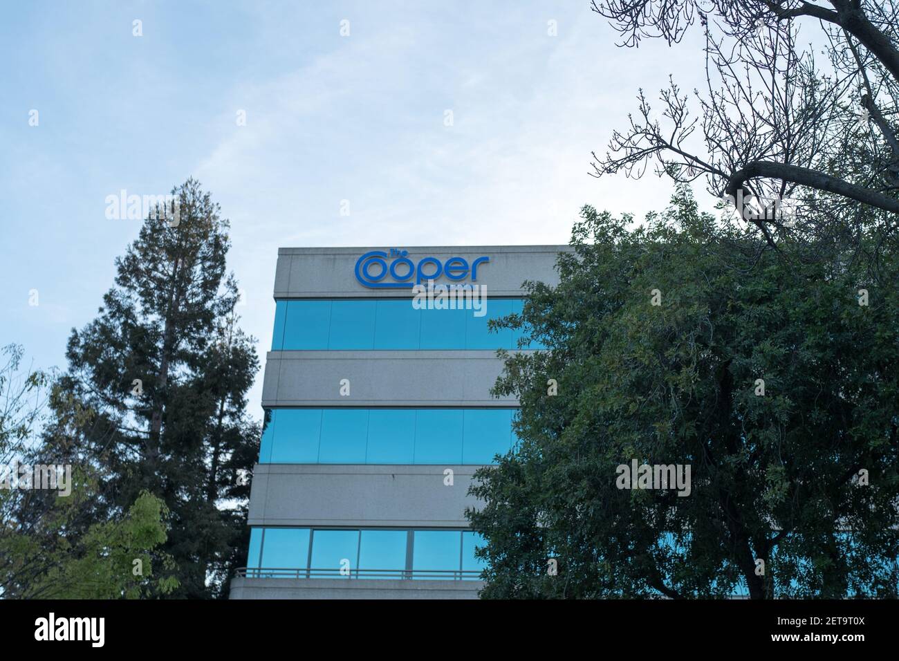 Facade with sign and logo at regional headquarters of medical device