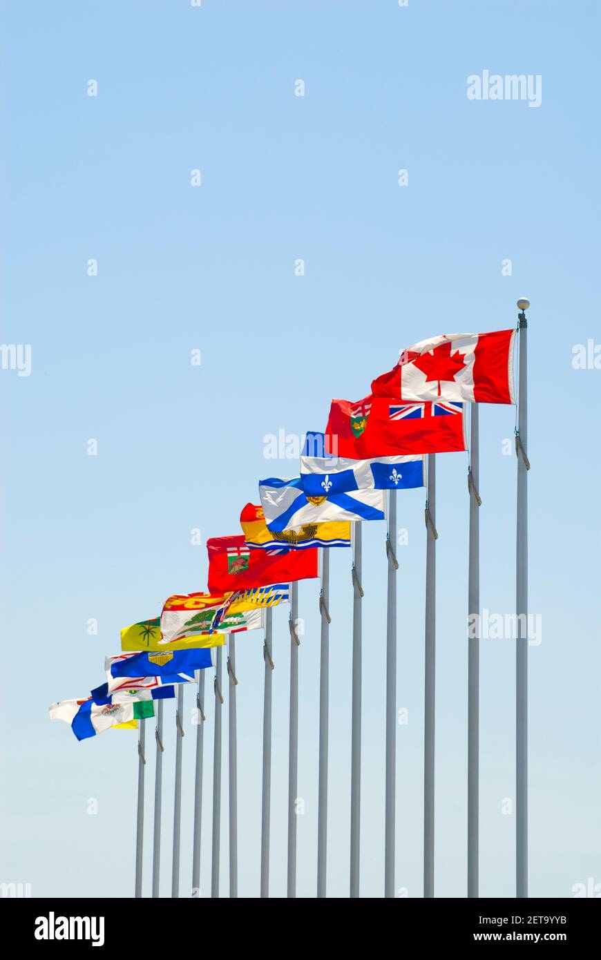 Flags of Canada on Tall Flag Poles Blowing in the Breeze, Ottawa