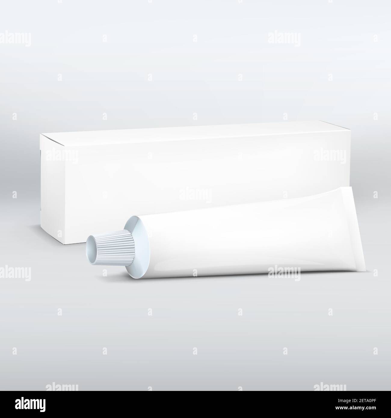 Realistic long White paper or cardboard box and tube mockup for