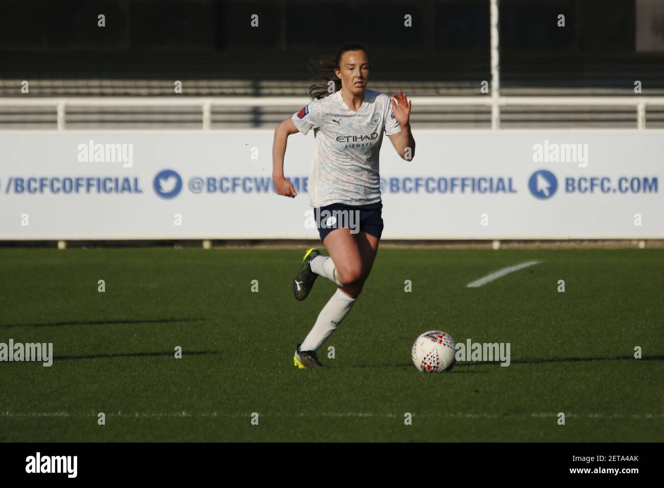 Burton Upon Trent, UK. 28th Feb, 2021. Caroline Weir (#19 Manchester City)  pictured running with the ball during the Barclays FA Women's Super League  game between Birmingham City and Manchester City at