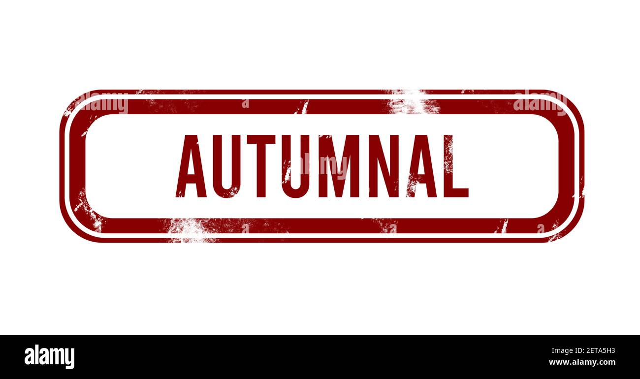 Autumnal Equinox - red grunge button, stamp Stock Photo