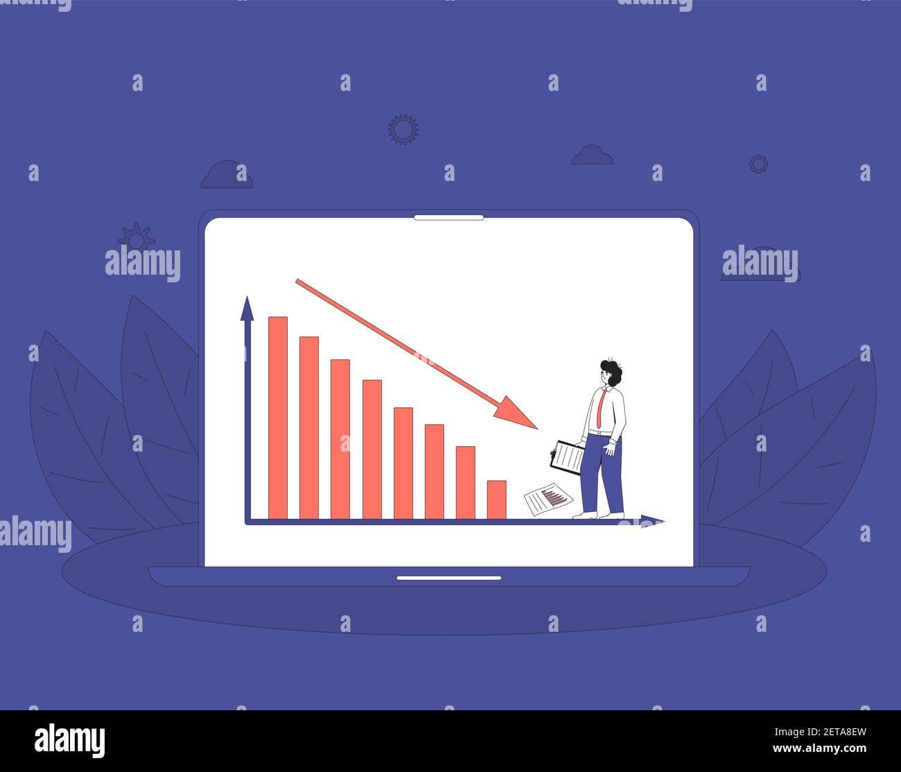 Stock market crash. Investment global crisis concept. Young man with