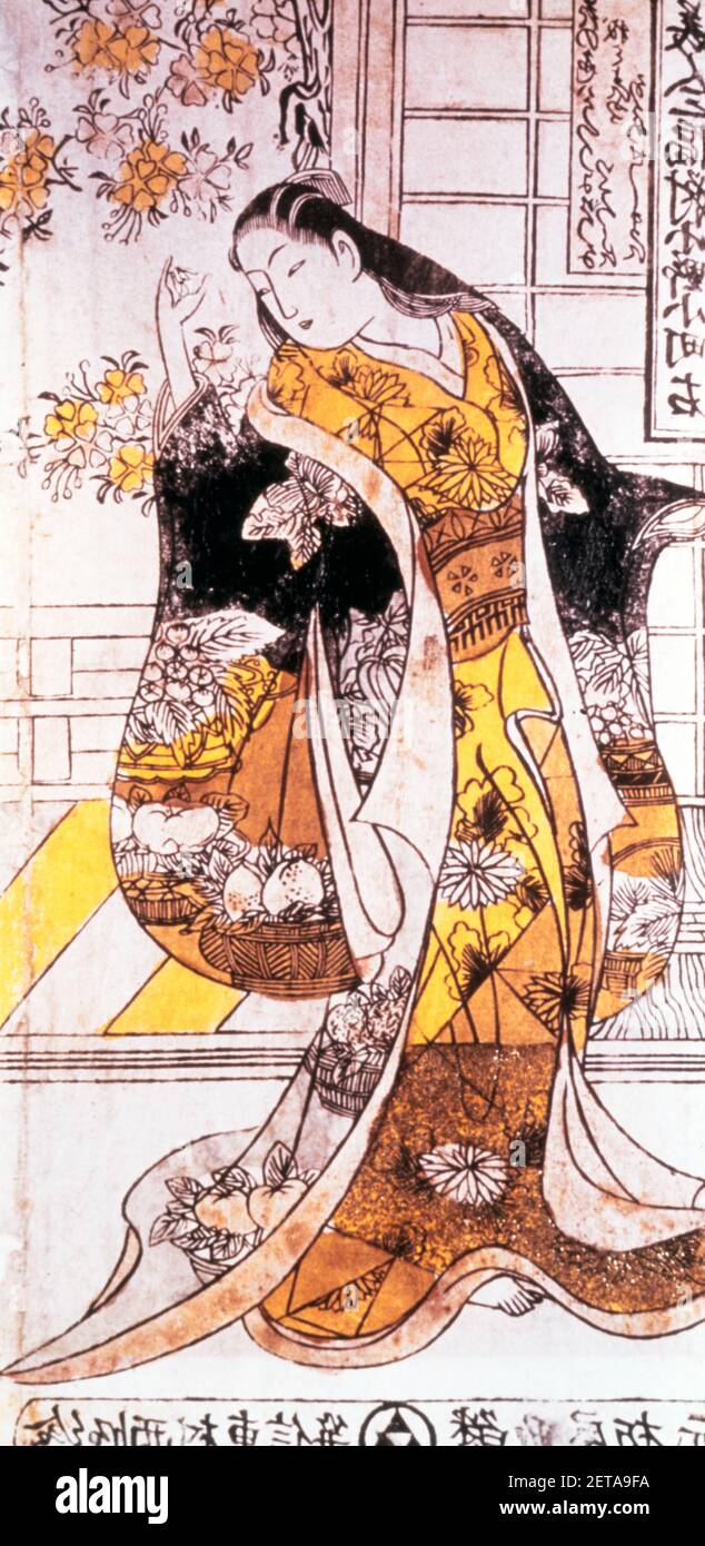 1700s UKIJO-E WOODBLOCK PRINT OF STYLISH 18TH CENTURY 1700s UKIJO-E WOODBLOCK PRINT OF STYLISH 18TH CENTURY