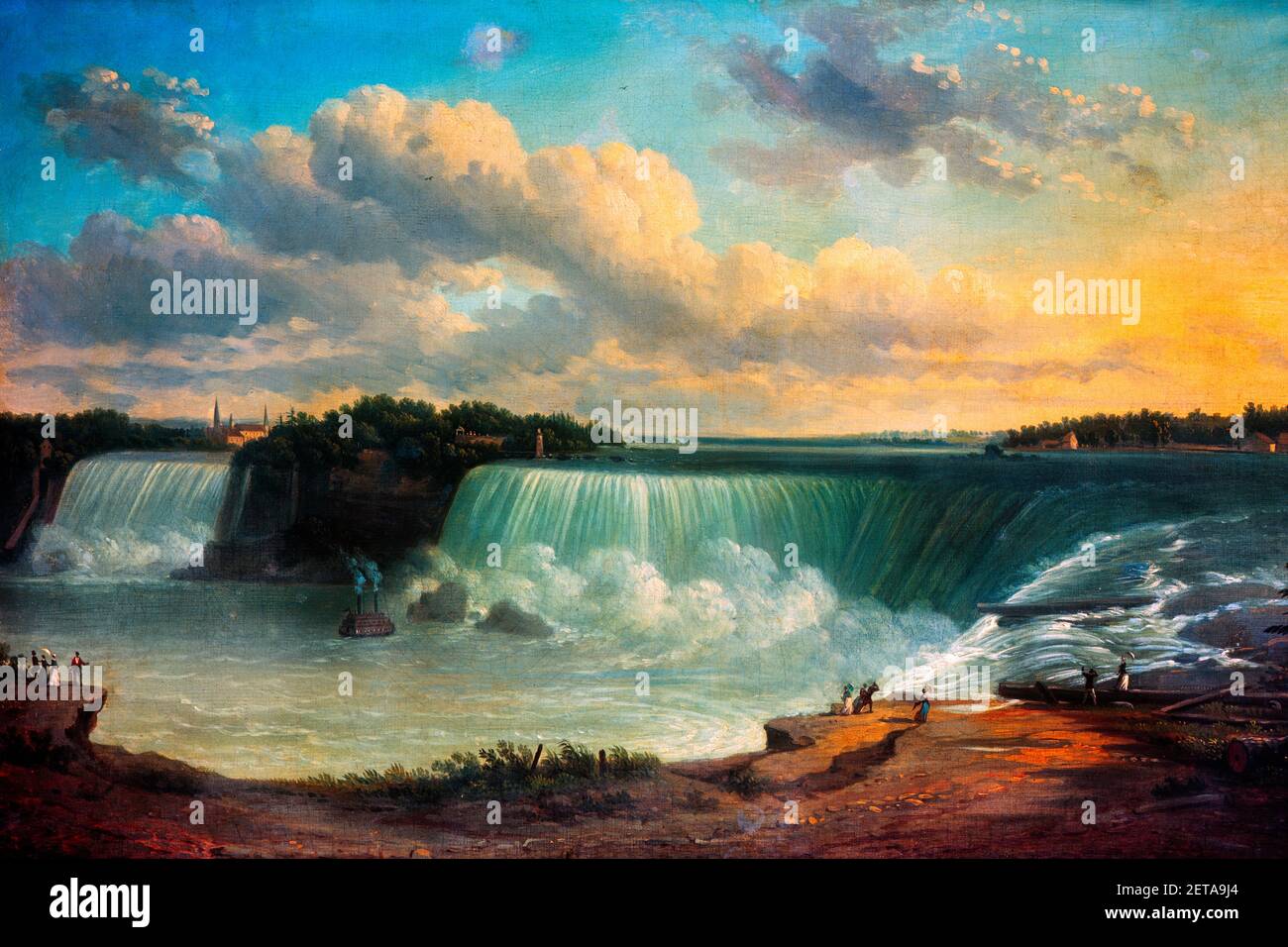 1800s 1850s NIAGARA FALLS IN A SCENIC PAINTING ATTRIBUTED TO FRENCH ARTIST VICTOR de GRAILLY - ka9268 SPL001 HARS OLD FASHIONED Stock Photo