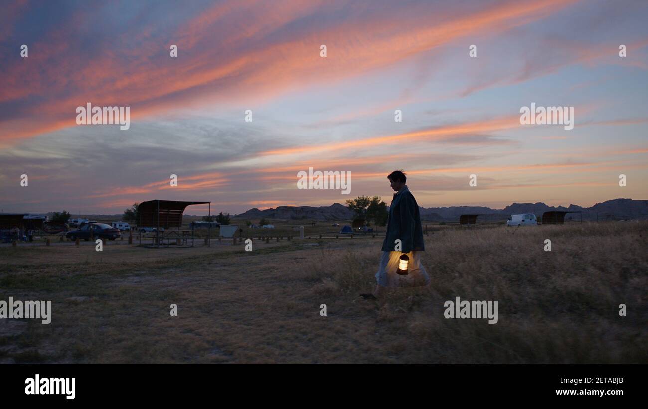 Nomadland (2020) directed by Chloé Zhao and starring Frances McDormand as a woman who loses everything in the Great Recession and embarks on a journey through the American West, living as a van-dwelling modern-day nomad. Stock Photo