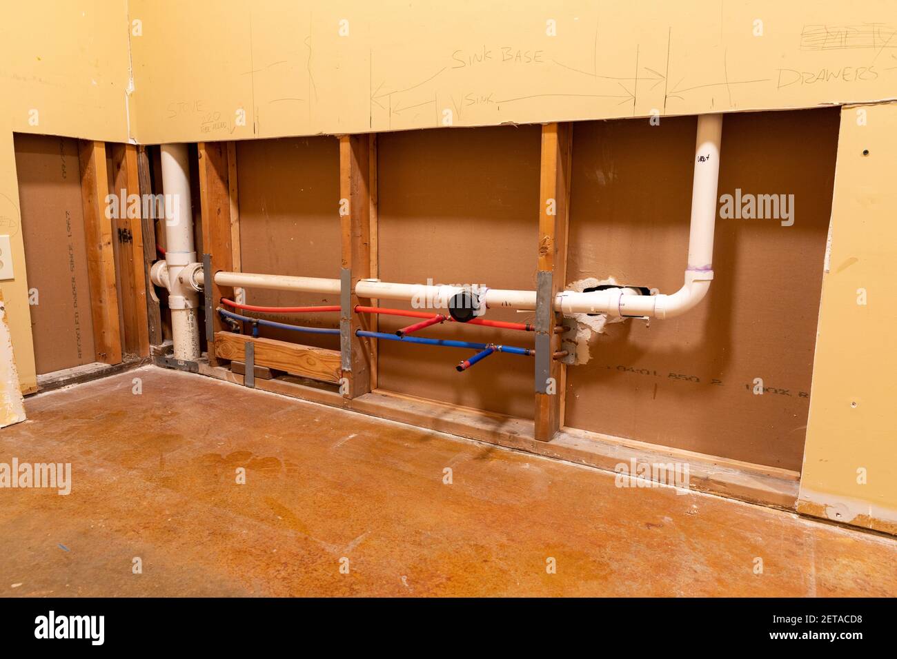 New plumbing installed during renovation Stock Photo Alamy
