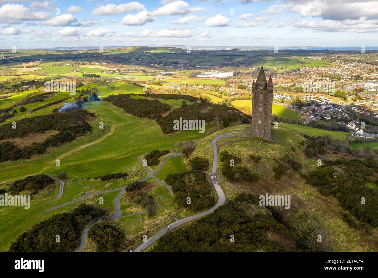 Scrabo Tower near Newtownards in Northern Ireland Stock Photo