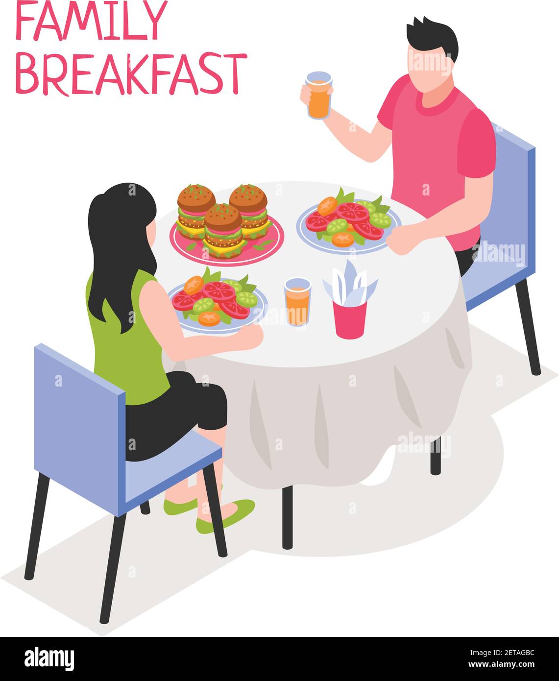 Daily family breakfast man and woman during morning meal at table on ...