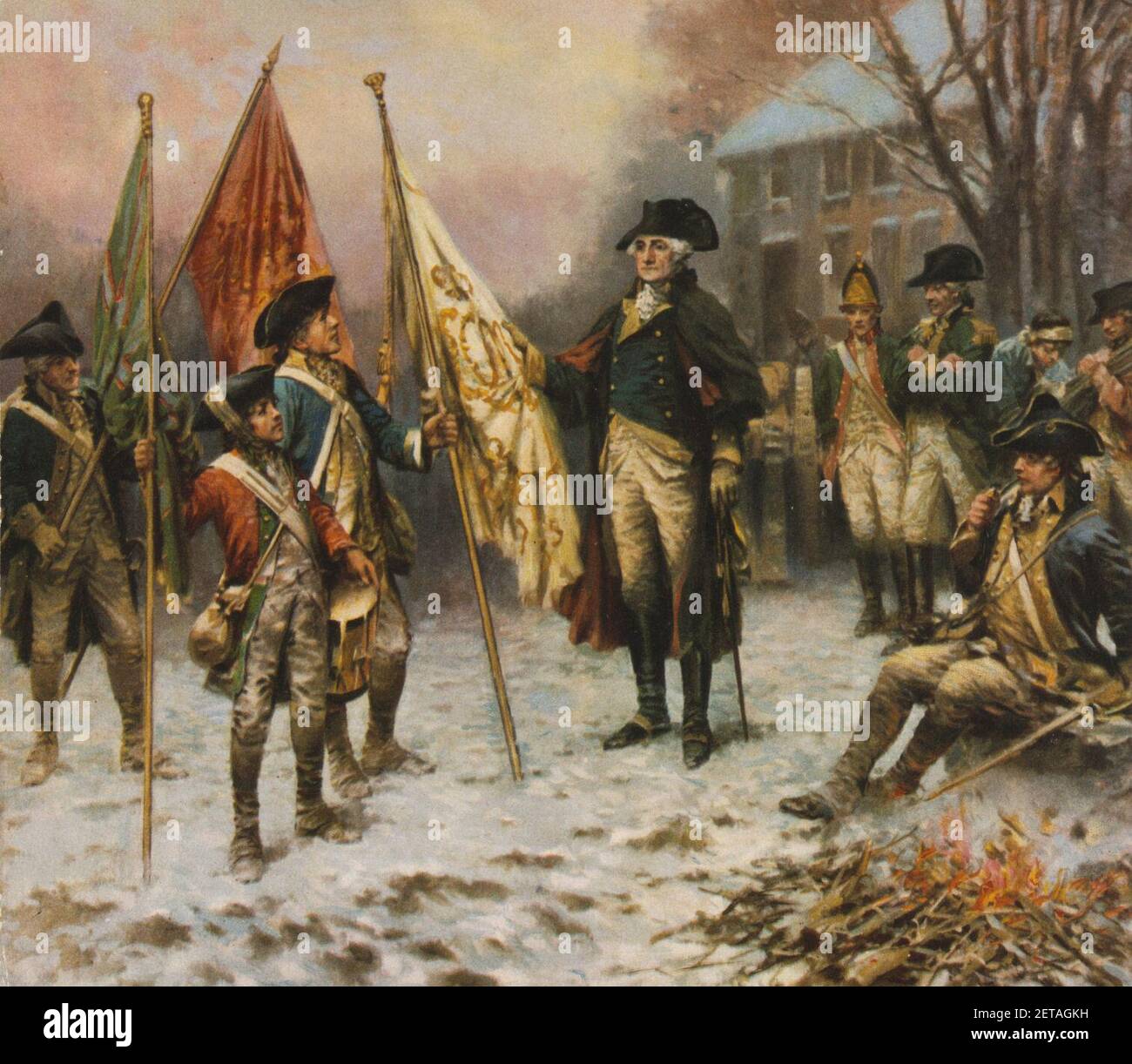 Percy Moran, Washington inspecting the captured colors after the battle of Trenton cph.3g11107. Stock Photo