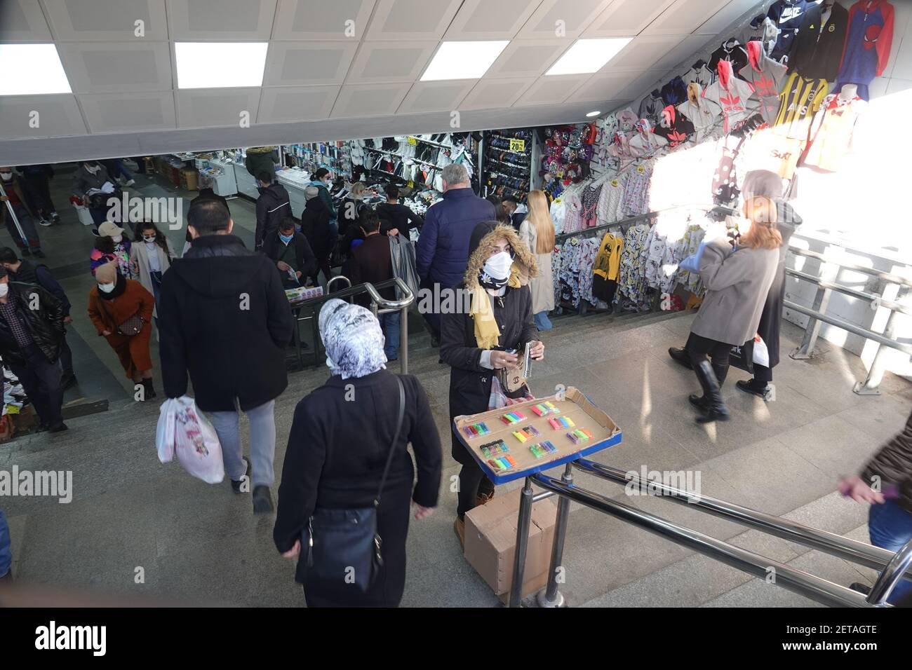 Hawker selling lighters in an Istanbul underpass Stock Photo Alamy