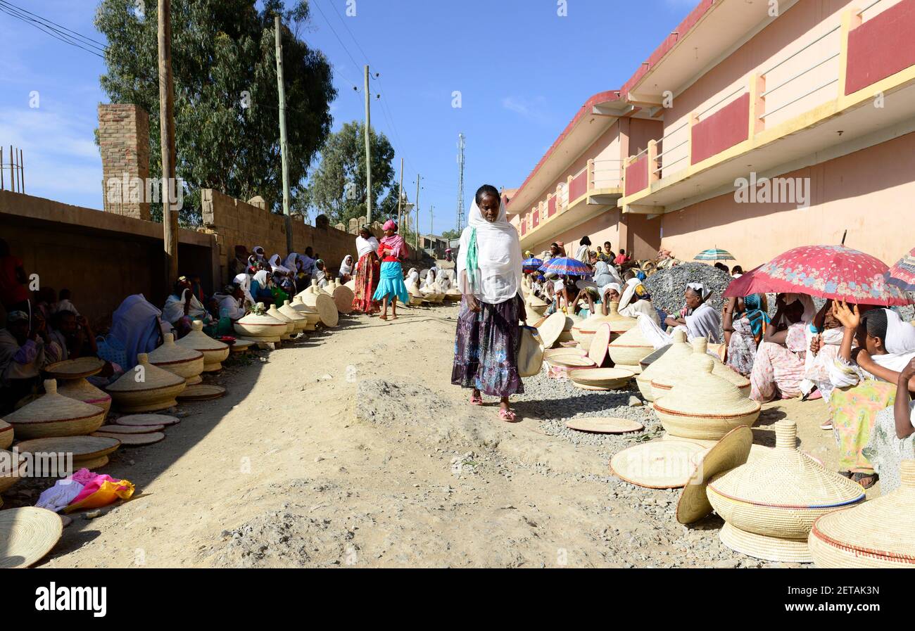 The injera basket market in Mekele, Ethiopia Stock Photo Alamy