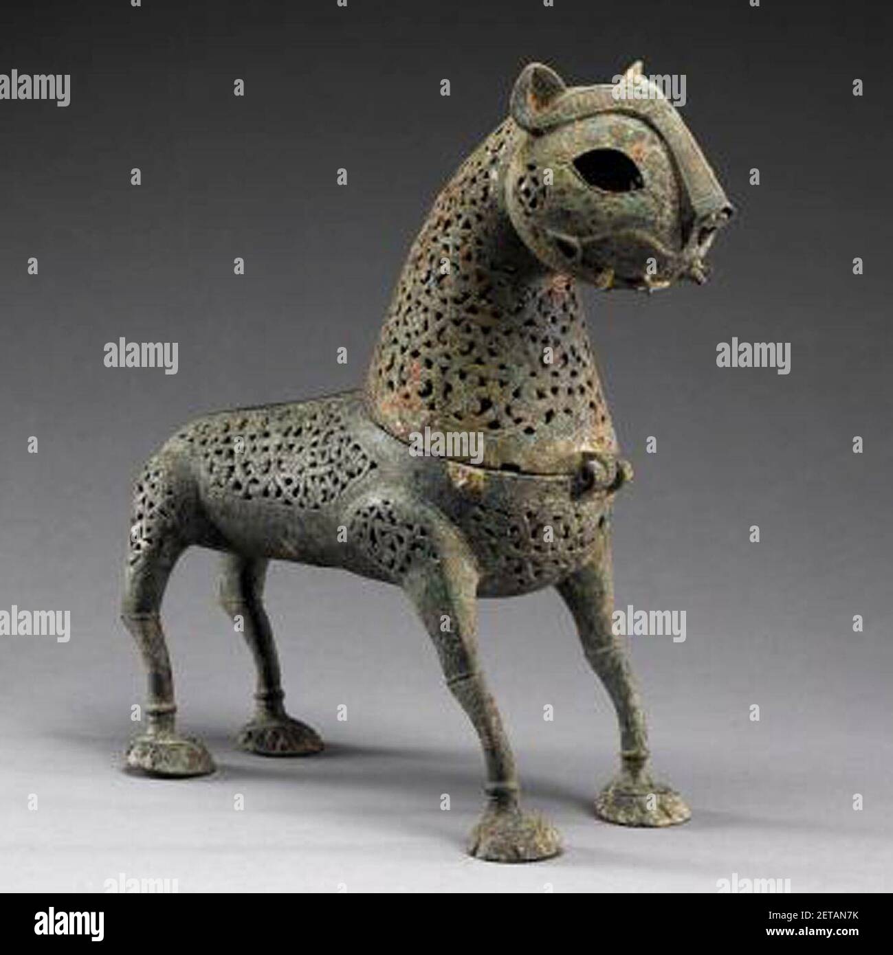 Persian (Iran), Incense Burner (12th century), bronze, cast, engraved