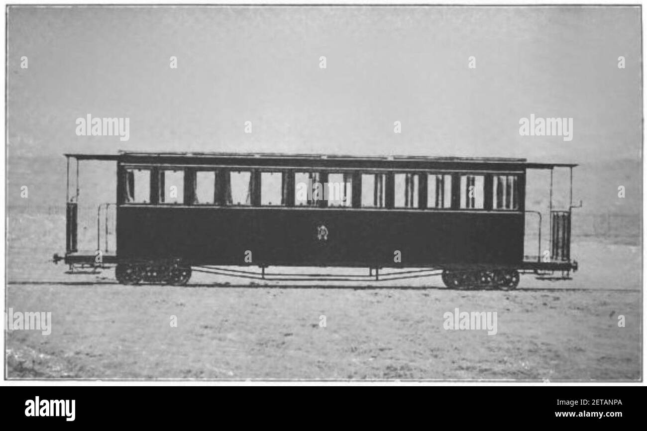 Personenwagen, 60 cm Spurweite, 9,60 m lang, 32 Sitzplätze. System Dccauville aine, Petit-Bourg. Stock Photo