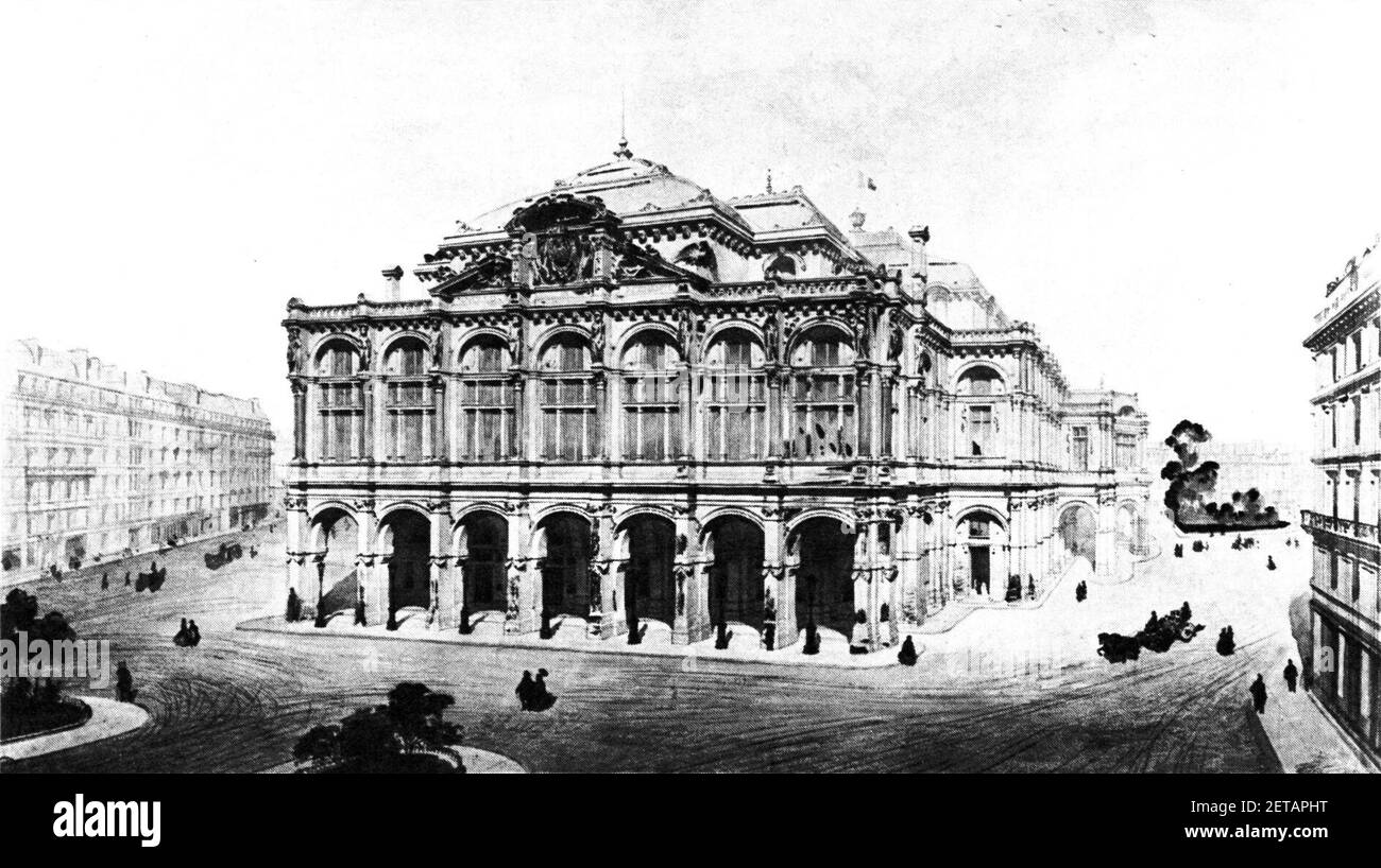 Perspective view of Viollet-de-Duc's Opera Competition project, 1861 - Mead 1991 p66. Stock Photo