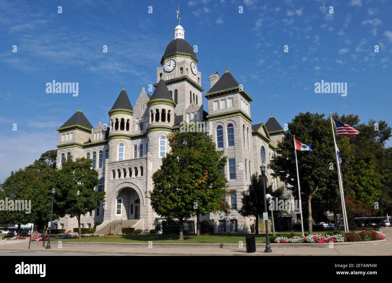 The landmark Jasper County Courthouse, built 1894 to 1895, stands at