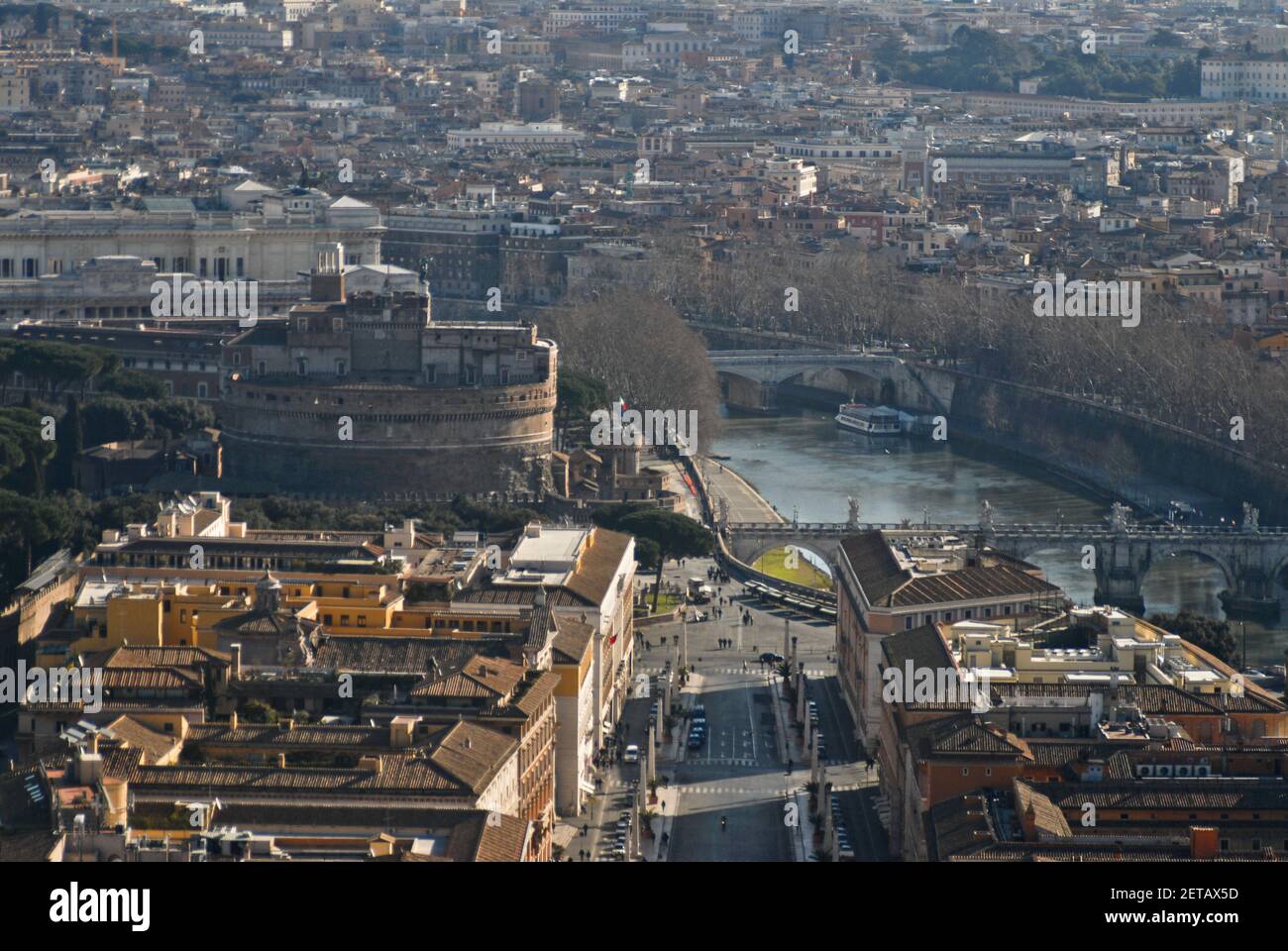 Castel Sant'Angelo, aerial view from Saint Peter's Basilica. Rome, Italy Stock Photo